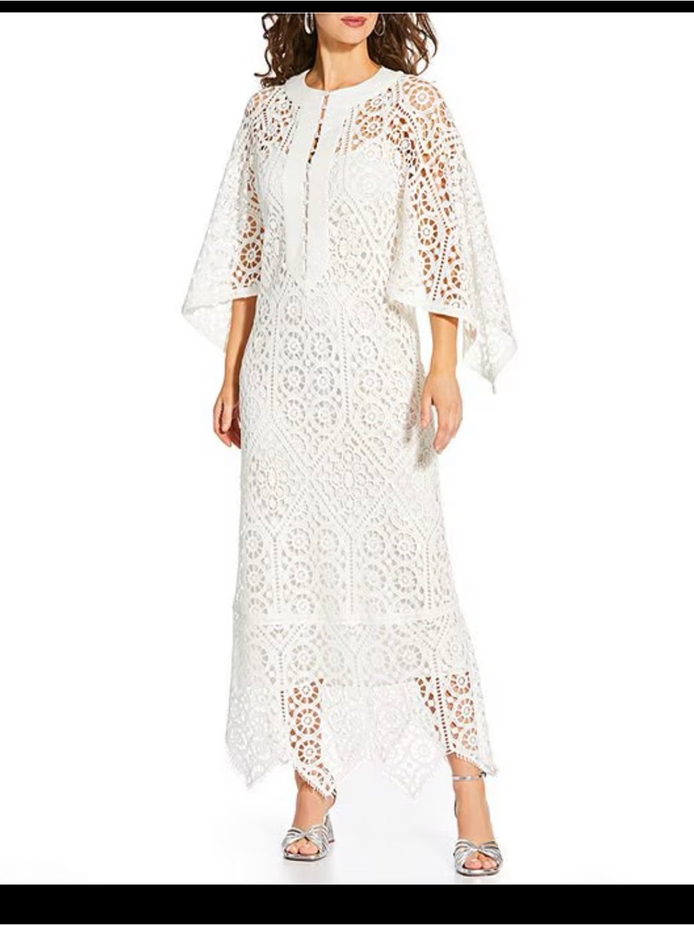 ANTONIO MELANI White Crochet Lace Maxi Dress